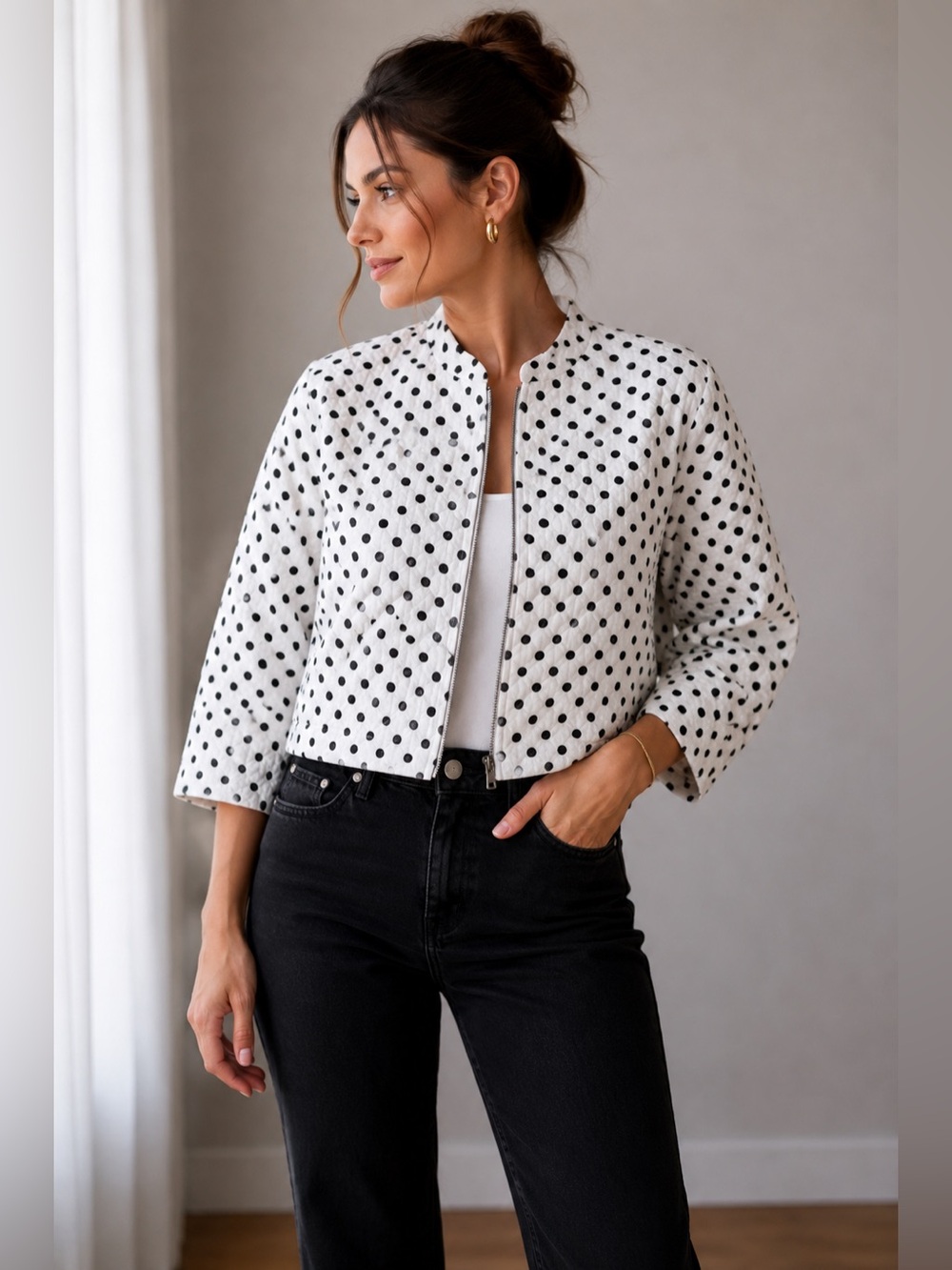 🤍 On-Trend FW2026🤍
Band of Outsiders— Resort 2015 Polka Dot Quilted Jacket